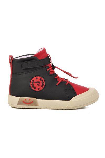 WALKWAY Black-Red Unisex Ankle Length Kids Sneakers Walkway 17-B