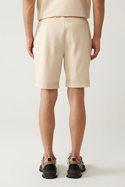 Avva Erkek Bej Jersey Kumaş 2 İplik Yandan Cepli Örme Regular Fit Şort A41Y3622