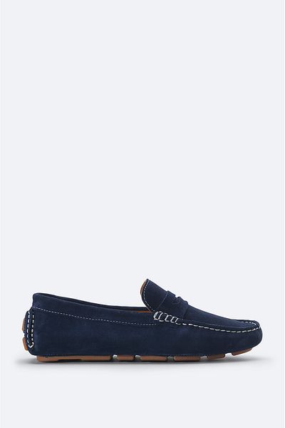 Avva Marineblauer Herren-Loafer aus Wildleder – B 008001
