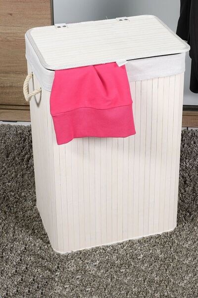 Adore Mobilya Handy Mate Bambu Çamaşır Sepeti - Beyaz