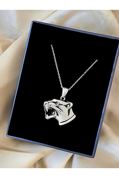 Alaja Silver Kaplan Başı Parlak Unisex Tasarım 925 Ayar Gümüş Kolye