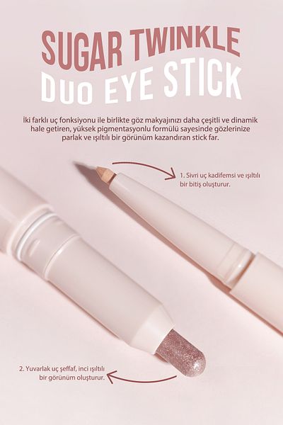PERIPERA Peripera Sugar Twinkle Double Sided Luminous Pen - Duo Eye Stick (02 Shimmering)