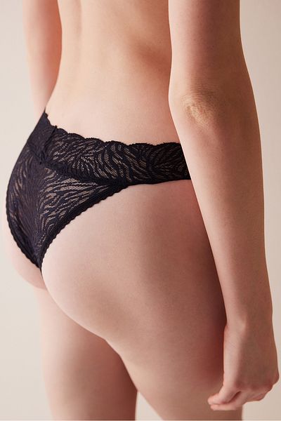 Penti Chiloți brazilian negri din dantelă Lacy Elegance