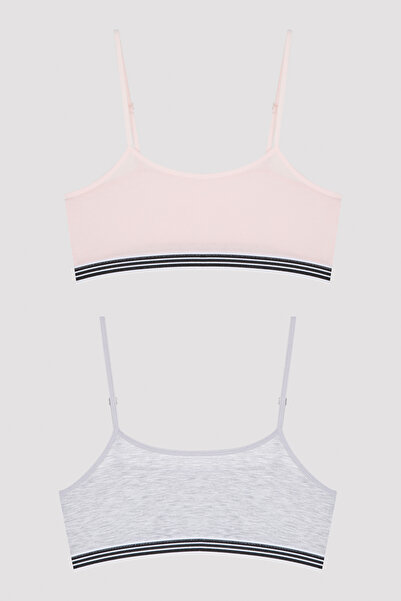 Penti Multicolored Girl's Black Striped Half Tank Top