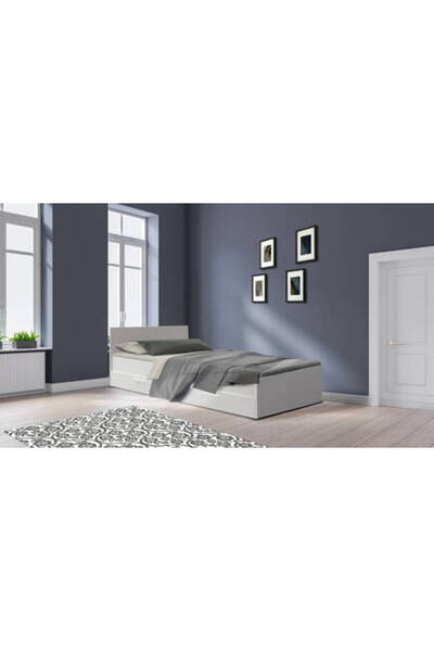 Adore Mobilya Çekmeceli Tek Kişilik Karyola-Mat Beyaz (Beyaz) 99x88x195 cm (G...