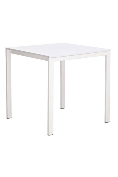 Adore Mobilya Retro Metal Ayaklı Mutfak Masası-Beyaz 75x75x75 cm