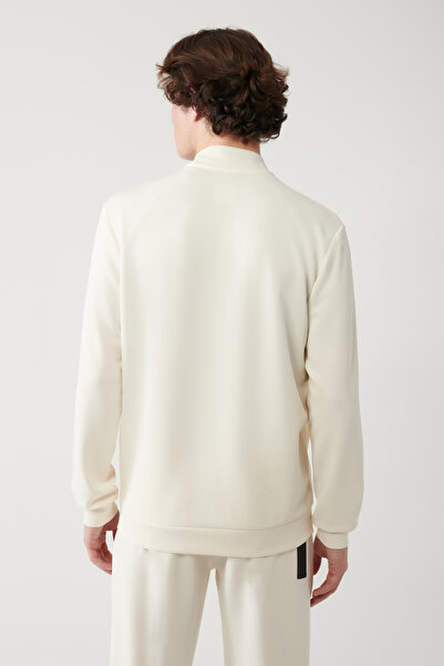 Avva Erkek Ekru Dik Yaka Baskılı Soft Touch Baskılı Regular Fit Sweatshirt A41Y1225