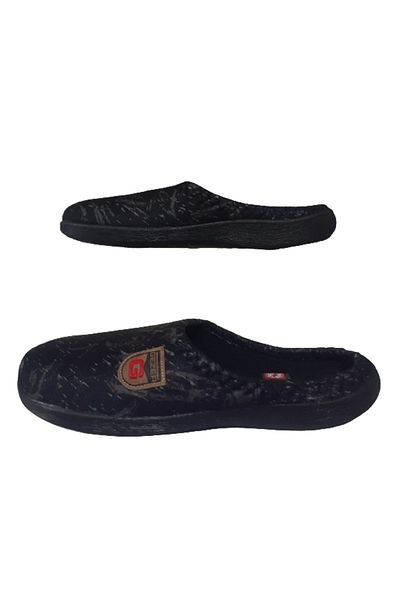 GEZER Men's Black-Grey Line Patterned Orthopedic Sole Daily Indoor Slippers Gezerr302-11