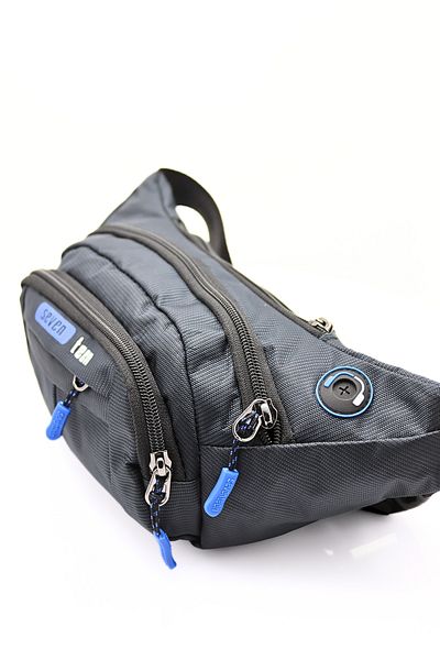 SEVENTEEN Willpolo Blue Quatro Fabric Waterproof Cross Chest Bag - Headphone Waist Bag