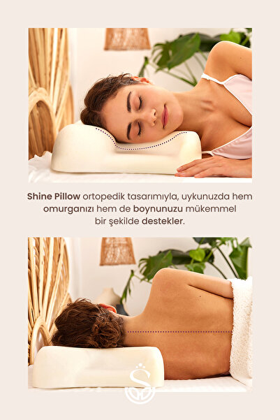 Shine Pillow Güzellik Yastığı %100 İpek Siyah Kılıflı Kırışıklık Önleyici Ortopedik Visko Yastık