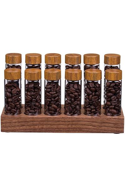MIBRU Coffee bottles set 12pcs with wood base