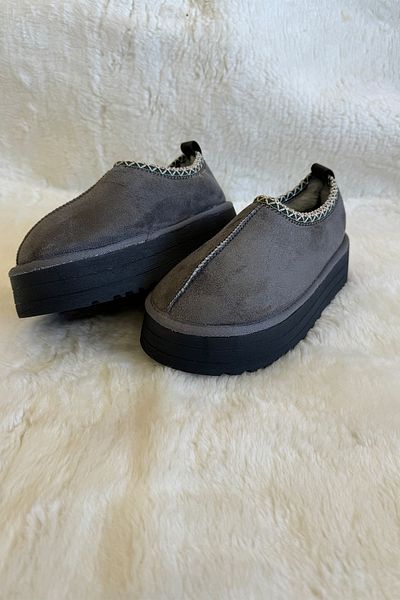 M Miel Women's Suede Wool Stripe Detail Home Slippers