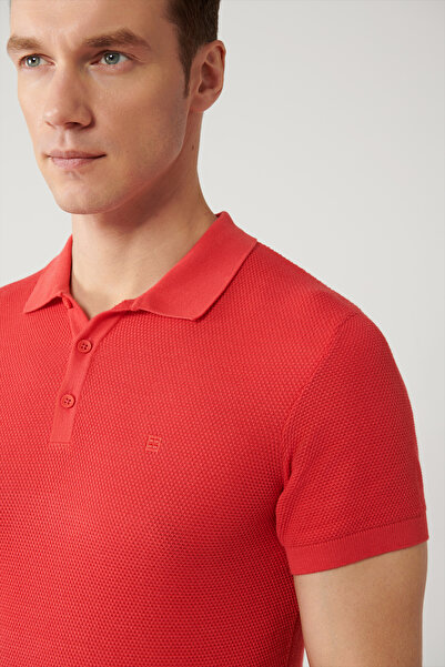 Avva Herren-T-Shirt Mercan Soft Touch mit 3 Knöpfen, strukturiertem Rippstrick und Polokragen, Regular Fit, B005009