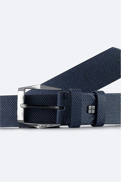 Avva Ανδρική ζώνη με υφή Navy Blue A41Y9305