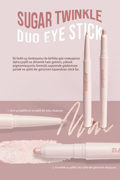 PERIPERA Peripera Sugar Twinkle Double Sided Luminous Pen - Dewy Nude (01)