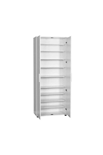 Adore Mobilya Porto 10 Raflı Kapaklı Geniş Ayakkabılık-mat Beyaz 76x187x36 Cm (gxyxd)