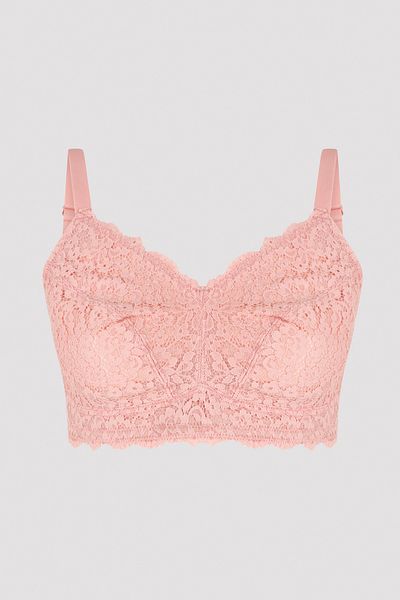 Penti # everisey Pink Fără sârmă Dantela Fără Suport Sutien Plus Size