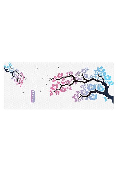 PORGE Sakura Gamer - لوحة ماوس ألعاب بيضاء مقاس 90x40 XXL، تصميم زهر الكرز