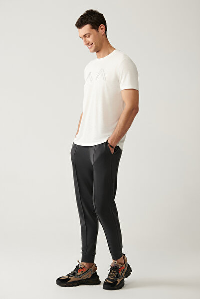 Avva Men's Anthracite Waist Lace-Up Elastic Soft Touch Regular Fit Sweatpants A41Y3400