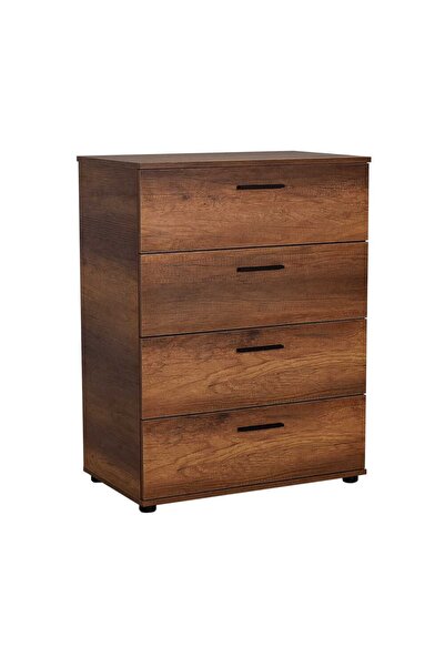 Adore Mobilya Trendline 4 Çekmeceli Şifonyer - Koyu Ceviz (oslo Ceviz) 73x96x44 Cm (gxyxd)