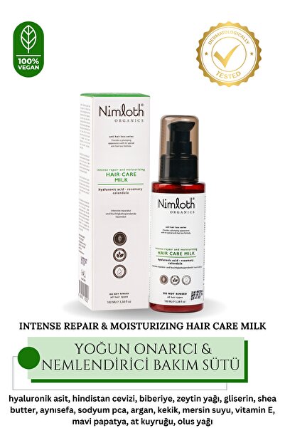 NIMLOTH ORGANICS VEGAN YOĞUN ONARICI VE NEMLENDİRİCİ DURULANMAZ SAÇ BAKIM SÜT...