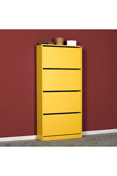 Adore Mobilya Flat Duo 4 Katlı Geniş Ayakkabılık-sarı 73x157x26 Cm (gxyxd)