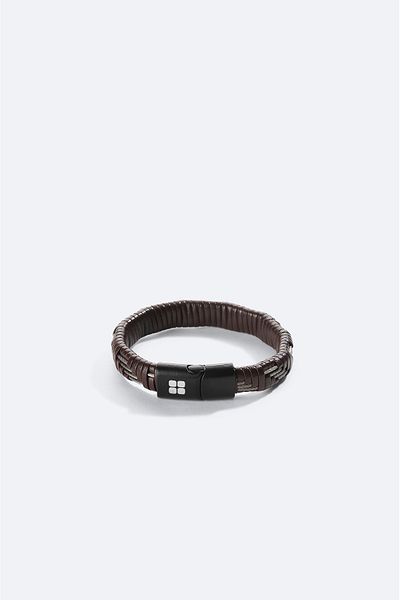 Avva Men's Leather Bracelet - Brown Hematite, A41Y9614