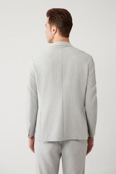 Avva Erkek Gri Cepli Astarsız Yırtmaçlı Bi-Stretch Comfort Slim Fit Ceket A41Y4033