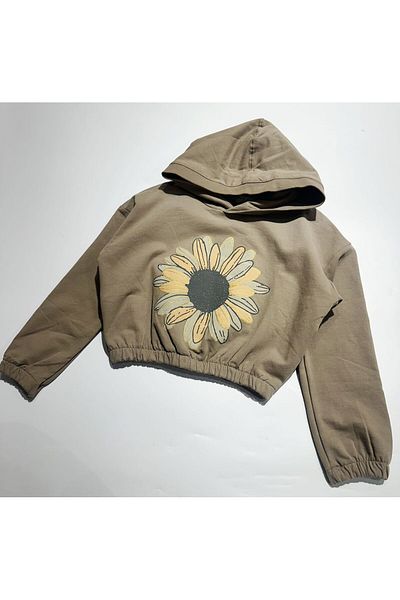 BOBBY JR KİDSWEAR Daisy Printed Hooded Sweatshirt Girl 3/9 Years