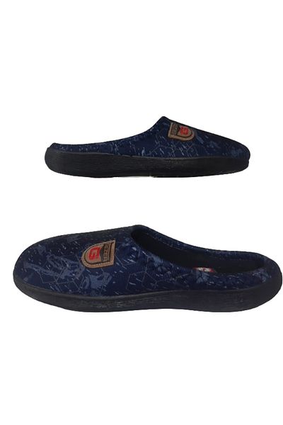 GEZER Ανδρικές ορθοπεδικές παντόφλες με ρίγες Navy Blue Brown - Καθημερινή οικιακή χρήση - Gezerr302-11