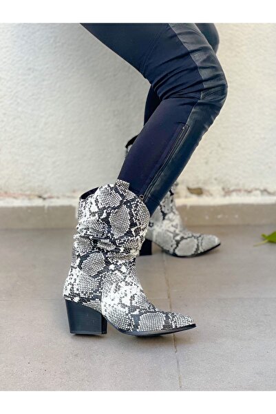 irmona Tokyo Gri Yılan Derisi Körüklü Kısa Dallas Bot