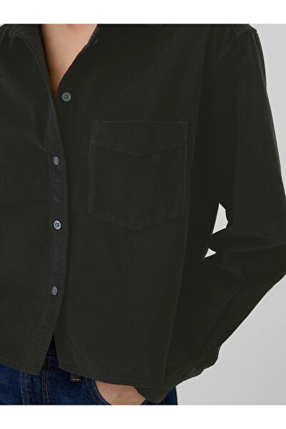 GAP Kadın Siyah Kadife Crop Gömlek