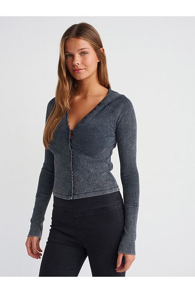 Dilvin 31288 Washing Effect Hooded Ball-Anthracite