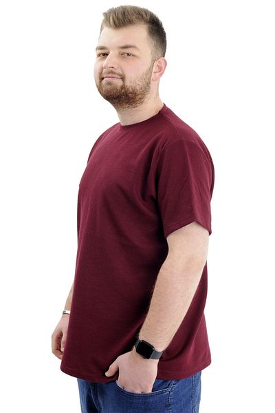 ModeXL Ανδρικό μπλουζάκι - Crew Neck, WAFFLE 20033 Plum, Μεγάλο Μέγεθος