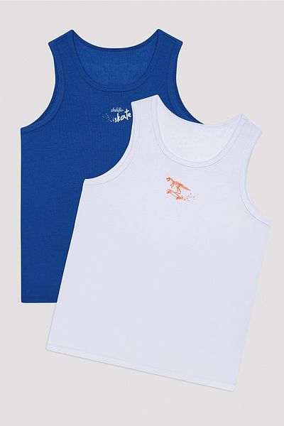 Penti Boy's Printed Blue-White 2-Piece Thermal Athlete
