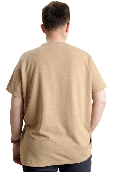 ModeXL Ανδρικό μπλουζάκι Mode Xl Μεγάλο μέγεθος Crew Neck Waffle 20033 Μπεζ