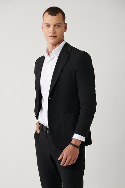 Avva Schwarze, ungefütterte, wasserabweisende, leichte Stretch-Jacke für Herren A41y4030