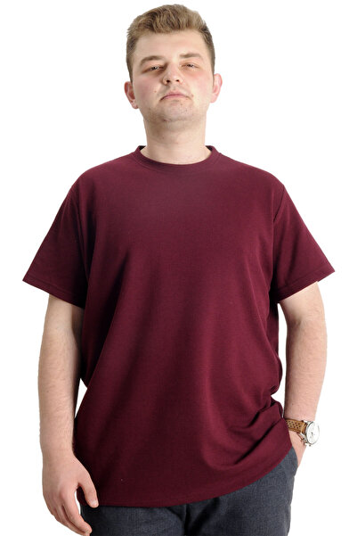 ModeXL Mode Xl Tricou Bărbați Marime Mari Crew Deck Waffle 20033 Roșu Claret