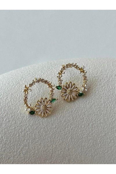 mos&more Çelenk Papatya Şık Zarif Minimal Kadın Küpe