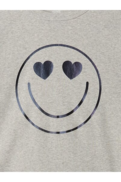 GAP Kız Çocuk Gri Organik Pamuk Grafikli Pijama Takımı