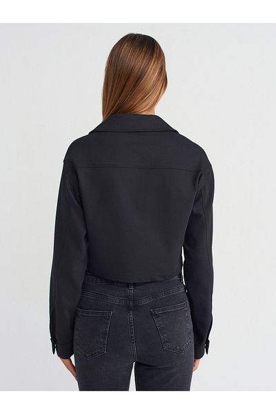 Dilvin 60748 Crop Jacket-Black