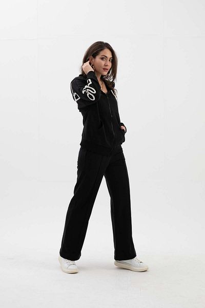 VAPUR TEKSTİL Süzene Embroidered Hooded Three Thread Set - Black