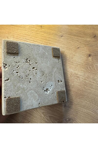 LİSPERA Travertine Marble Ashtray, Natural Marble Ashtray, Travertine Marble Square Ashtray