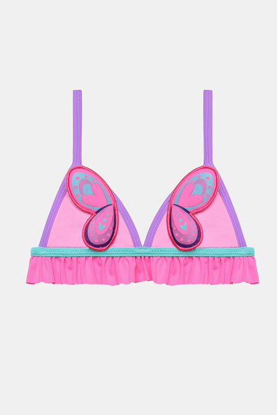 Penti Set bikini triunghi roz strălucitor pentru fetiță