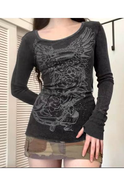 Köstebek Vintage Grunge Fairycore Rose Smoked φούτερ