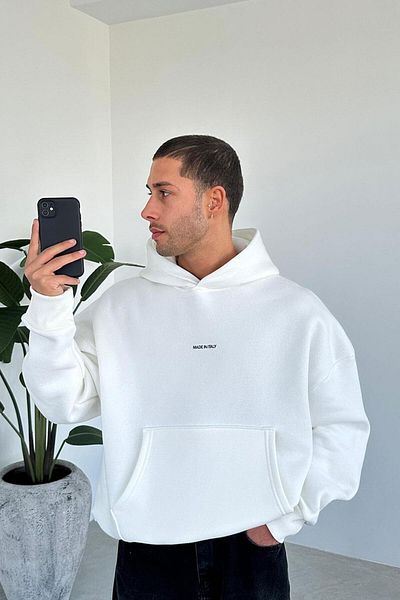 HAFKAGİYİM Λευκό φούτερ Kartell Oversize