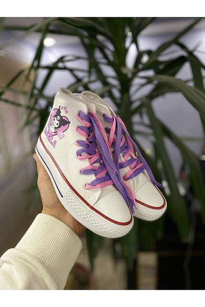 STARYOU STORE Pantofi sport lungi din in alb cu imprimeu Kolila