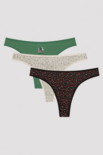 Penti Chiloți tanga multicolori My Dear, pachet de 3