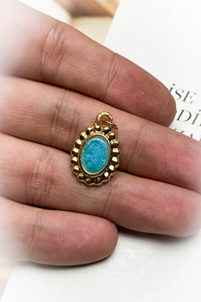 roshel Altın Kaplama Mavi Mineli Kolye Ucu 7 Farklı Model Seçeneği