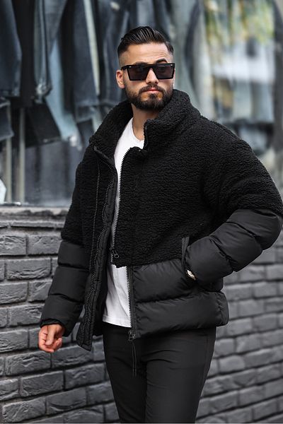 RHONES Men's Style Collar Garnish Plush Coat